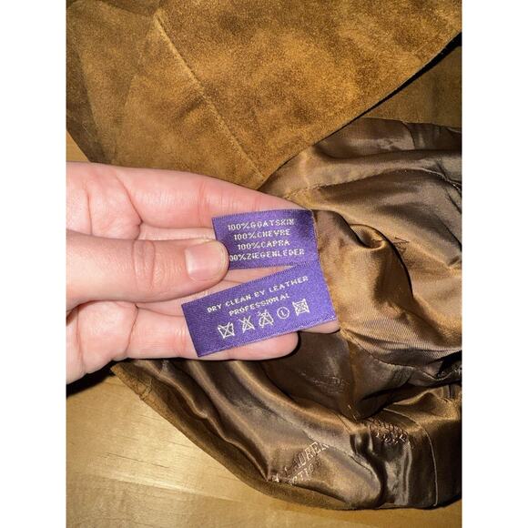 Ralph Lauren Collection Purple Label Shearling Suede Leather Brown Western 4 - Picture 6 of 9
